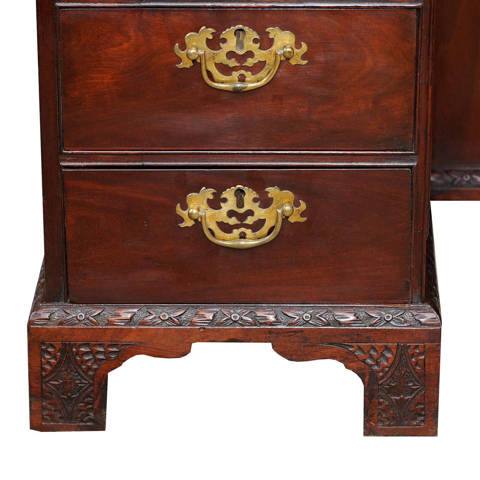English Mid-19th Century Chippendale Style Mahogany Desk, circa 1860 For Sale