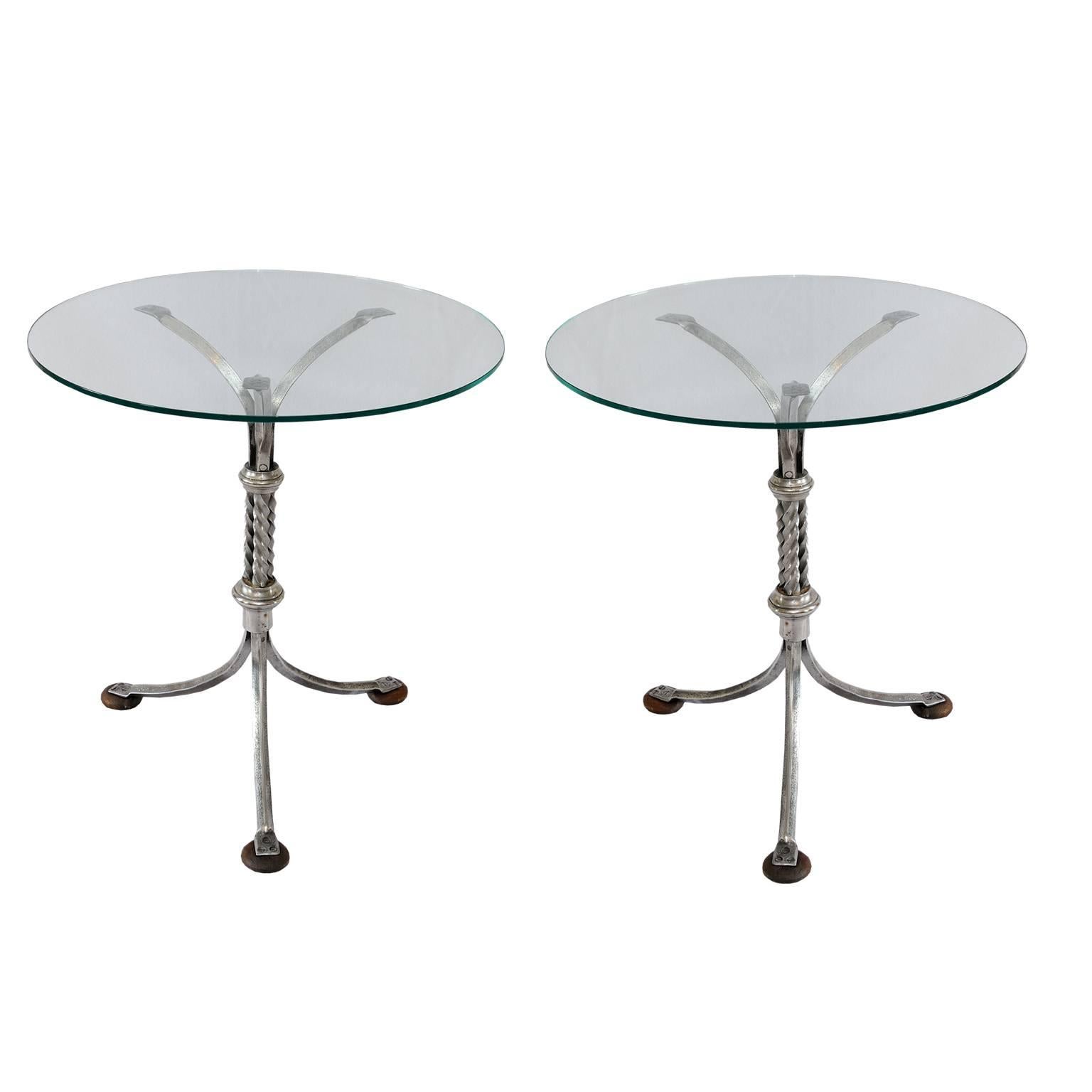 Pair of Mid-19th Century Polished Wrought Iron Ships Tables, circa 1860 For Sale