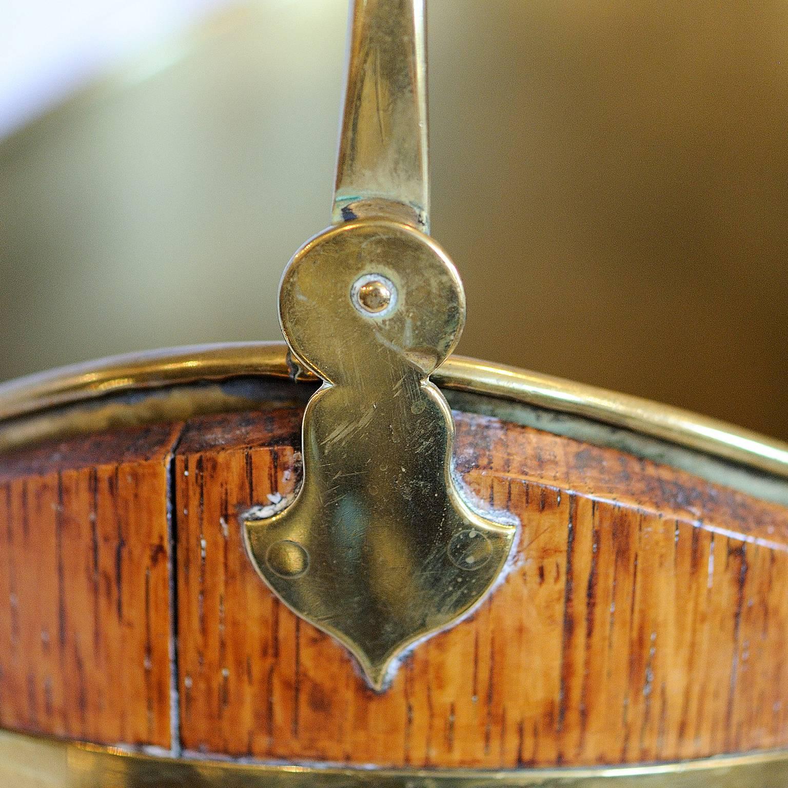 Brass Dutch Mid-19th Century Oval Oak Oyster Bucket, circa 1840 For Sale