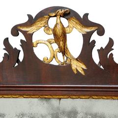 English George III Mahogany Giltwood Chippendale Style Fret Mirror, circa 1750