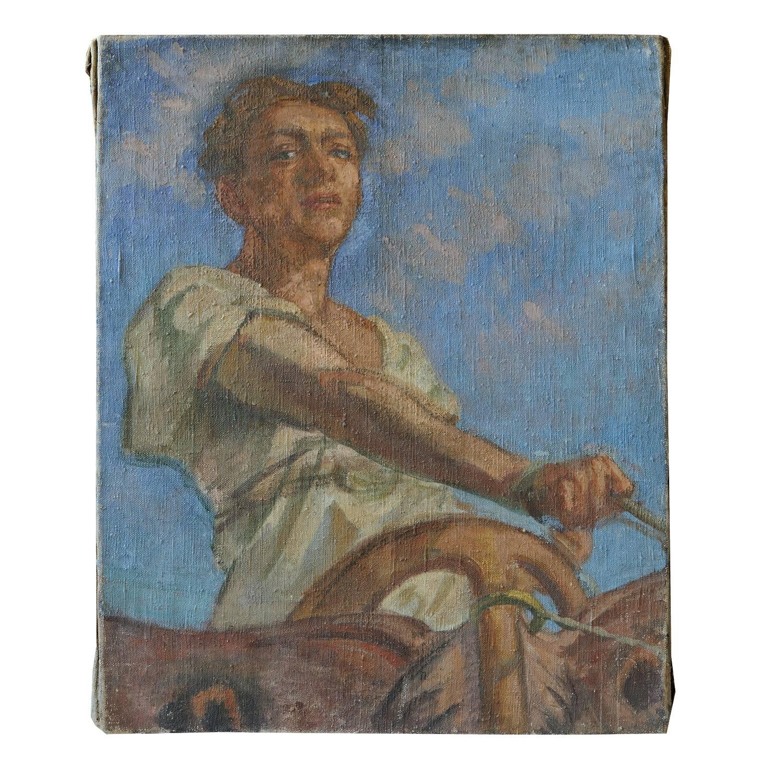 Large Continental Early 20th Century Oil on Canvas, circa 1920 For Sale