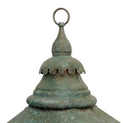 Large English 19th Century Verdigris Copper Hanging Lantern, circa 1860