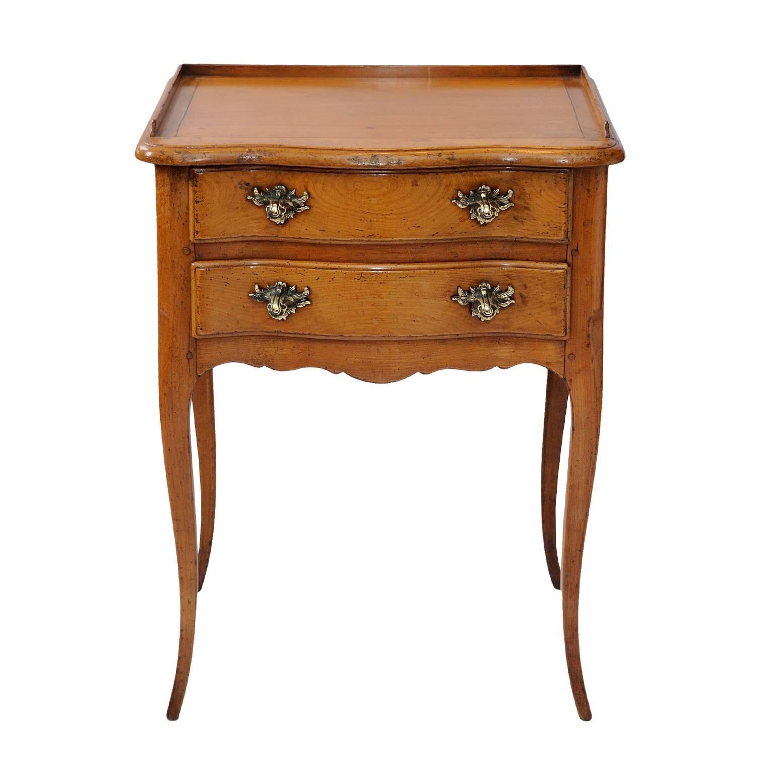 This is a rather smart freestanding French late 19th century Louis XV style cherrywood Side Table, complete with two drawers and cabriol legs, circa 1880.