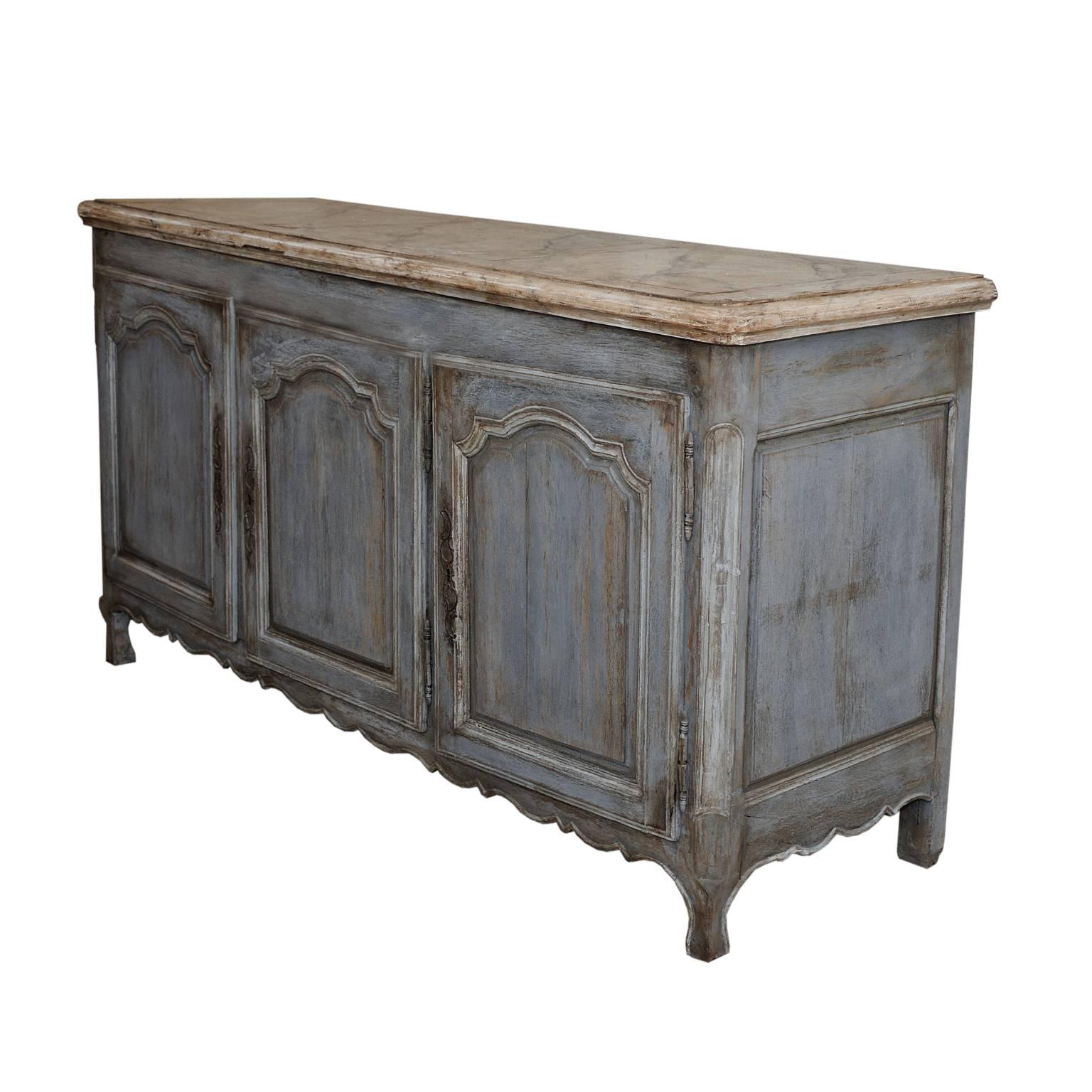 Hand-Painted French Mid-19th Century Louis XV Painted Three-Door Enfilade Dresser, circa 1750 For Sale