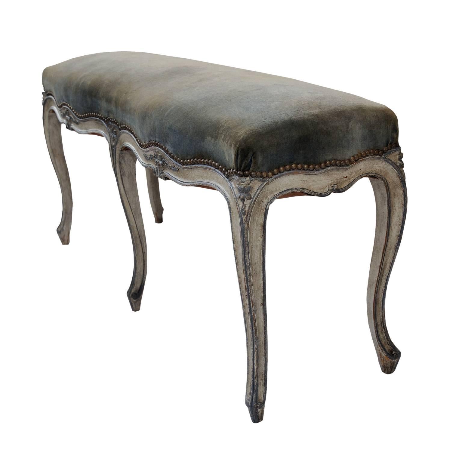French Late 19th Century Louis XV Style Painted Window Seat/Long Stool, circa 1880 For Sale