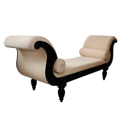19th Century Anglo Indian Ebonised Padouk Wood Colonial Chaise Sofa, circa 1880