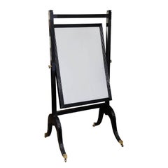 Early 19th Century English Regency Ebonized Cheval Mirror, circa 1810
