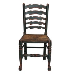 Set of Six English Oak Painted Mid-19th Century Ladder Back Chairs, circa 1860