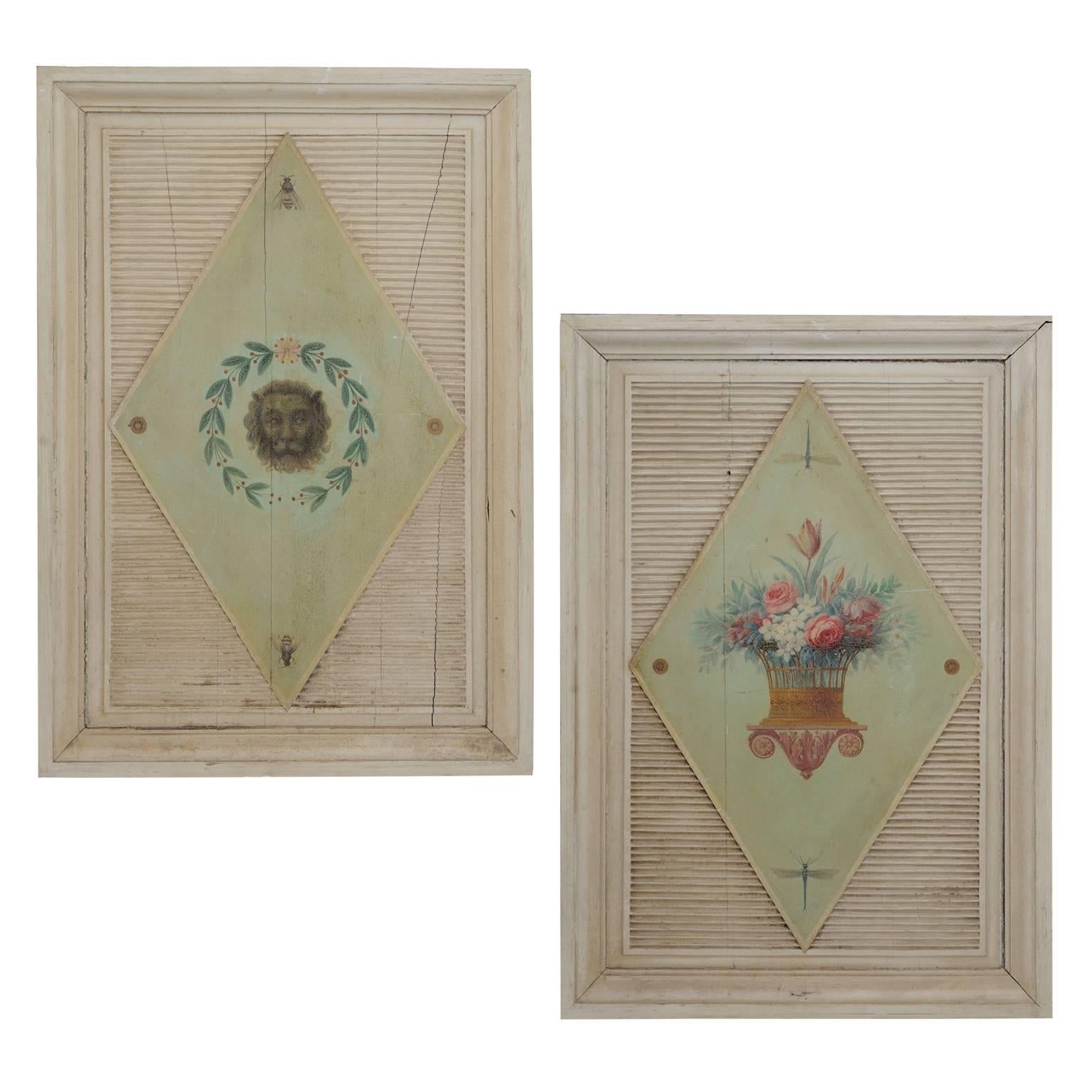 Pair of Important French Painted Garden Panels with Imperial Provenance For Sale