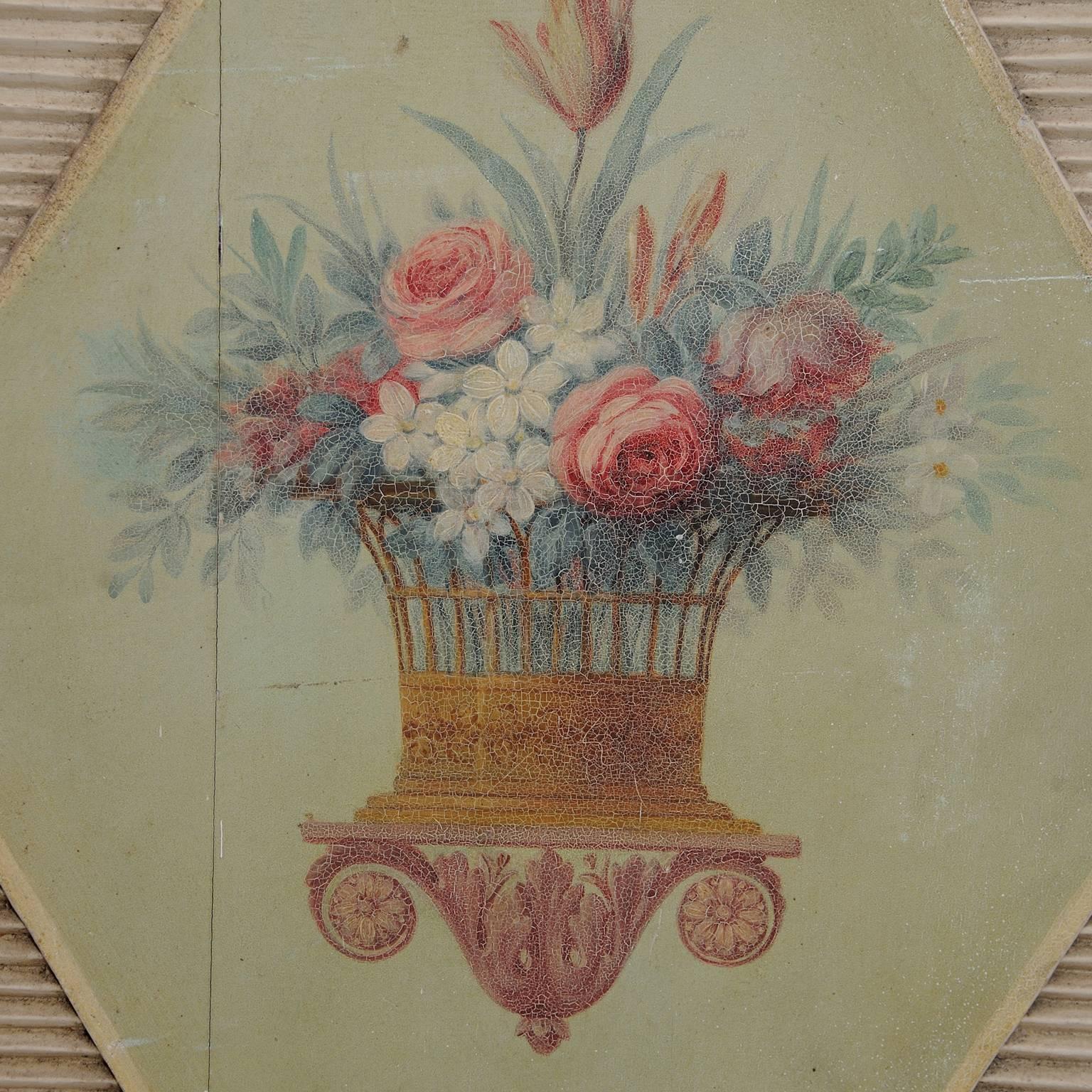 Hand-Painted Pair of Important French Painted Garden Panels with Imperial Provenance For Sale