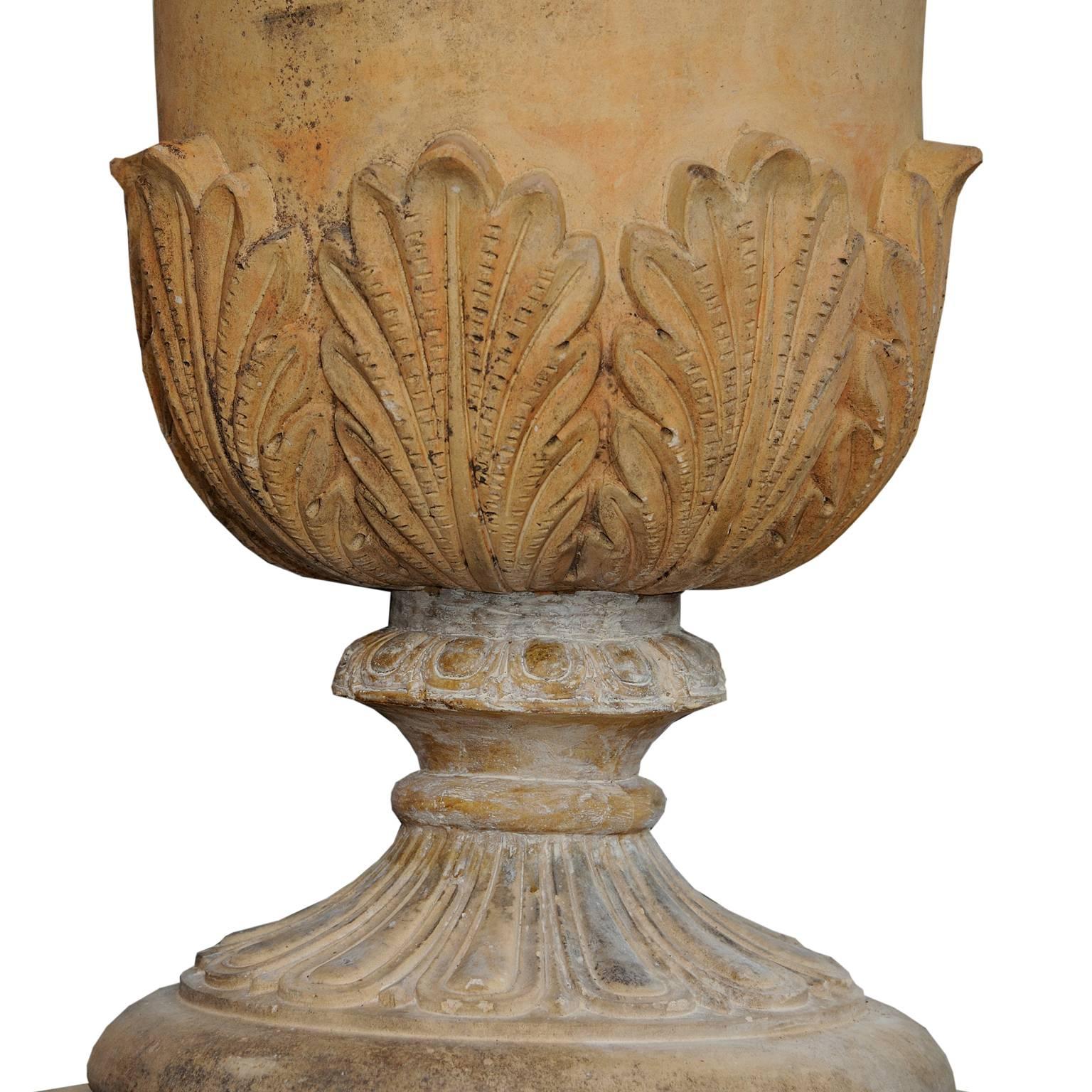 High Victorian Large English Mid-19th Century Faux Terracotta Stoneware Urn, circa 1860 For Sale