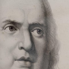 Framed Black and White Lithograph Engraving of Louis XVIII, circa 1830