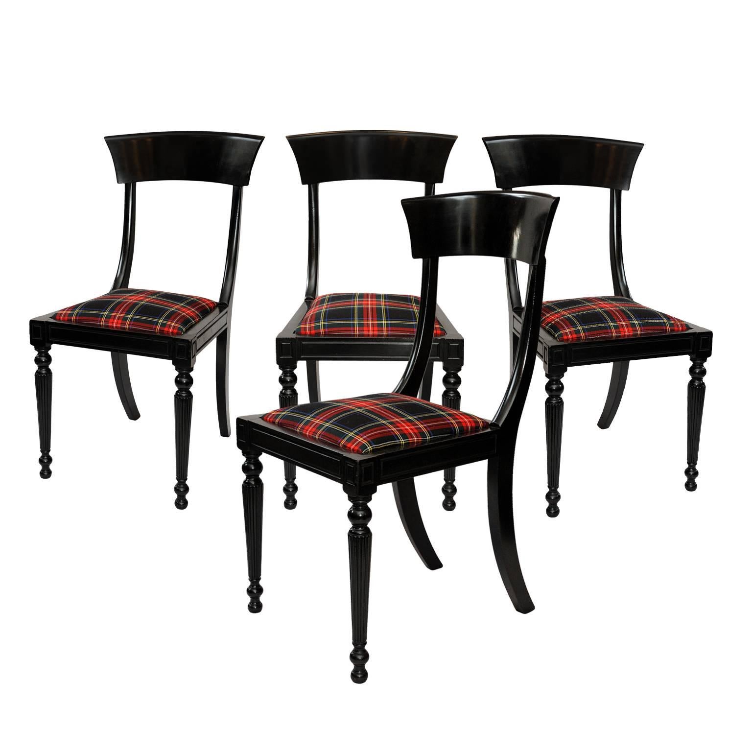 Set of Four Early 19th century Ebonized Side Chairs, circa 1830 For Sale