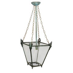 English Regency Verdigris Bronze Hanging Lantern, circa 1810