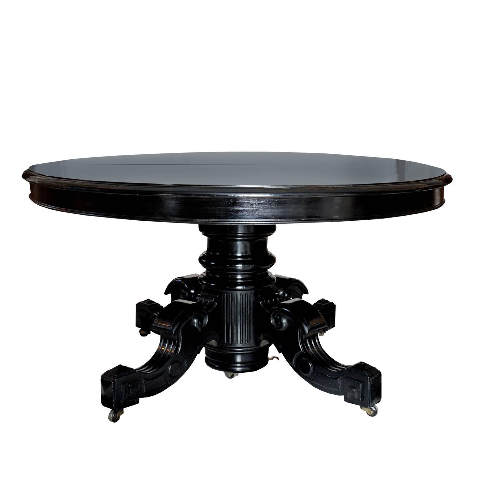 Large French Ebonized Extending Dining Table, circa 1860 For Sale 4