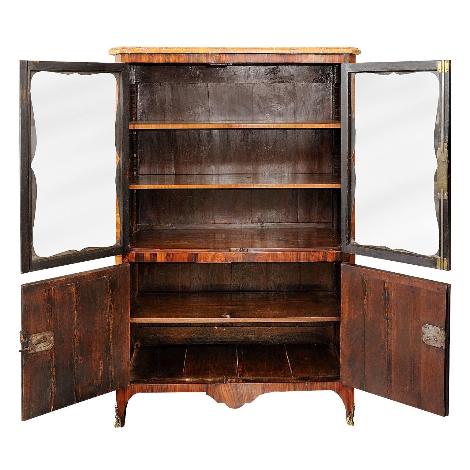 Parquetry French Louis XV Glazed Cabinet, circa 1760 For Sale