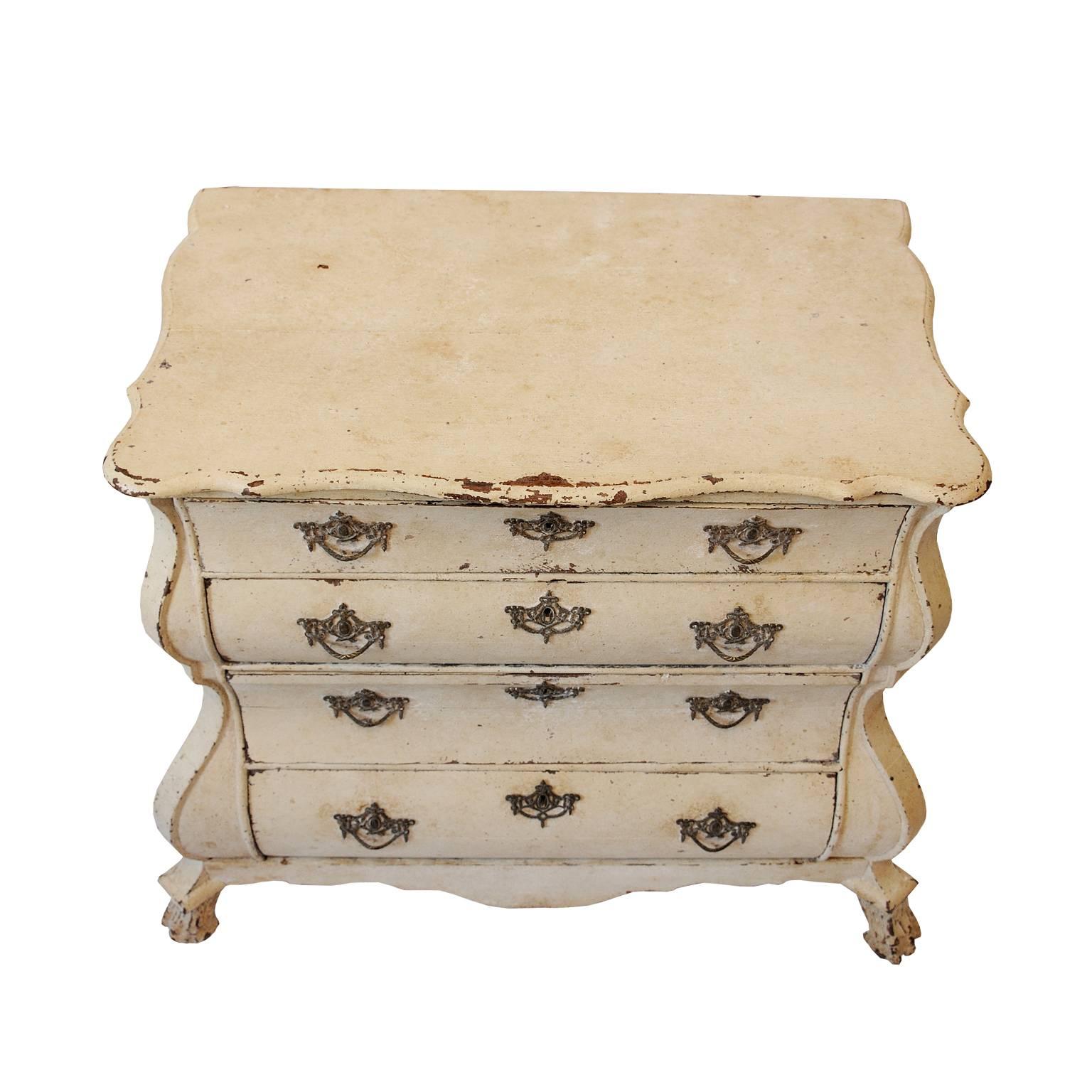 Polished Small Dutch Baroque Oak Painted Commode Chest of Drawers, circa 1760 For Sale