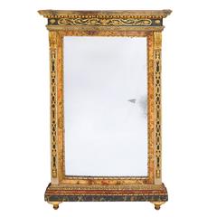 North Italian Painted and Gilt Wood Pier Glass Mirror, circa 1860