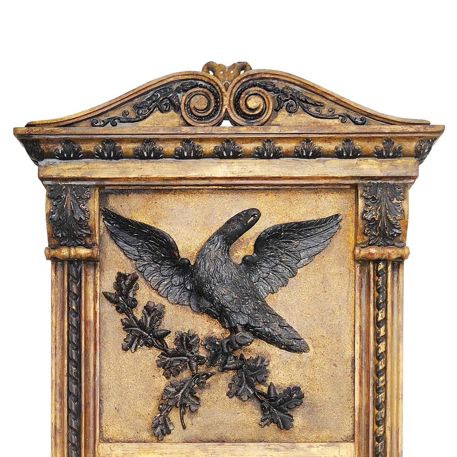 This is a beautiful example of a French, 19th century, second Empire giltwood and black ebonized pier glass mirror, with lovely carved Eagle decoration (circa 1860).
 