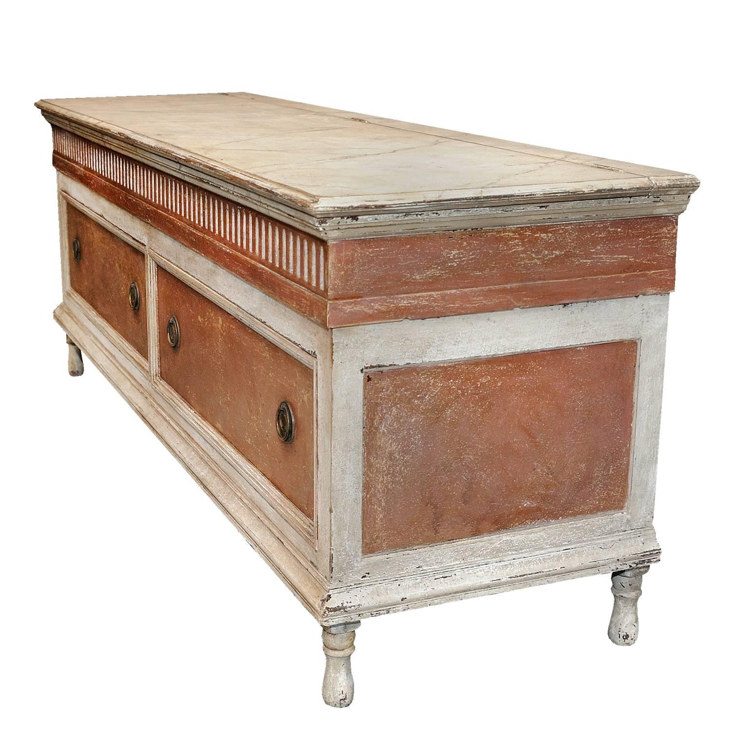 Painted Swedish 18th Century Style Blanket Box, circa 1860 For Sale