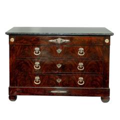 19th Century Napoleonic Commode Chest of Drawers with Marble Top, circa 1820
