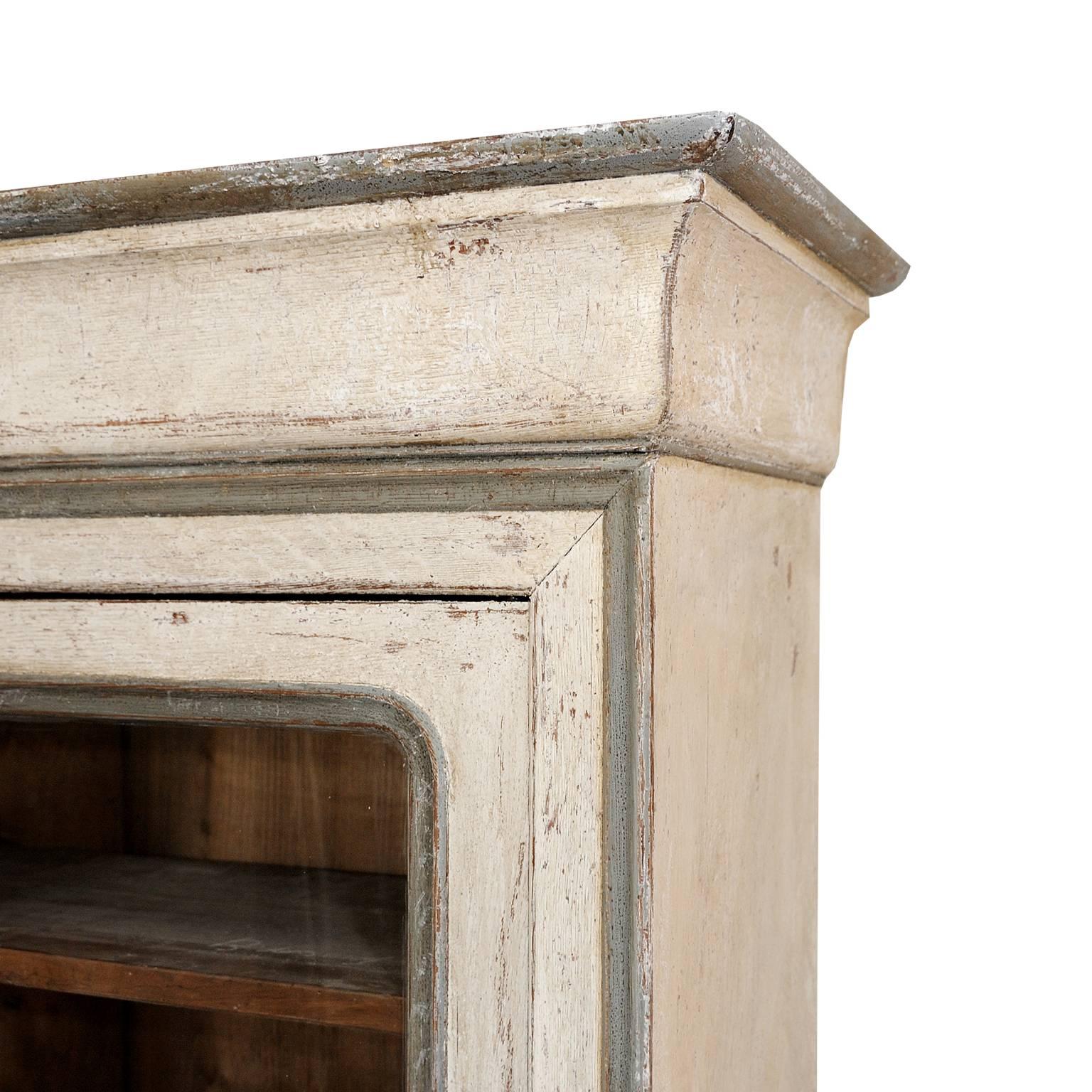 Beech Large French Mid-19th Century Glazed and Painted Cabinet, circa 1840 For Sale