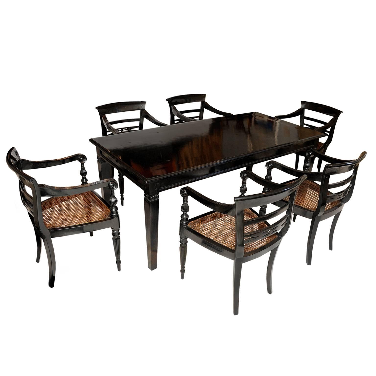 Anglo Indian 19th Century Dining Table and Six Chairs, circa 1890