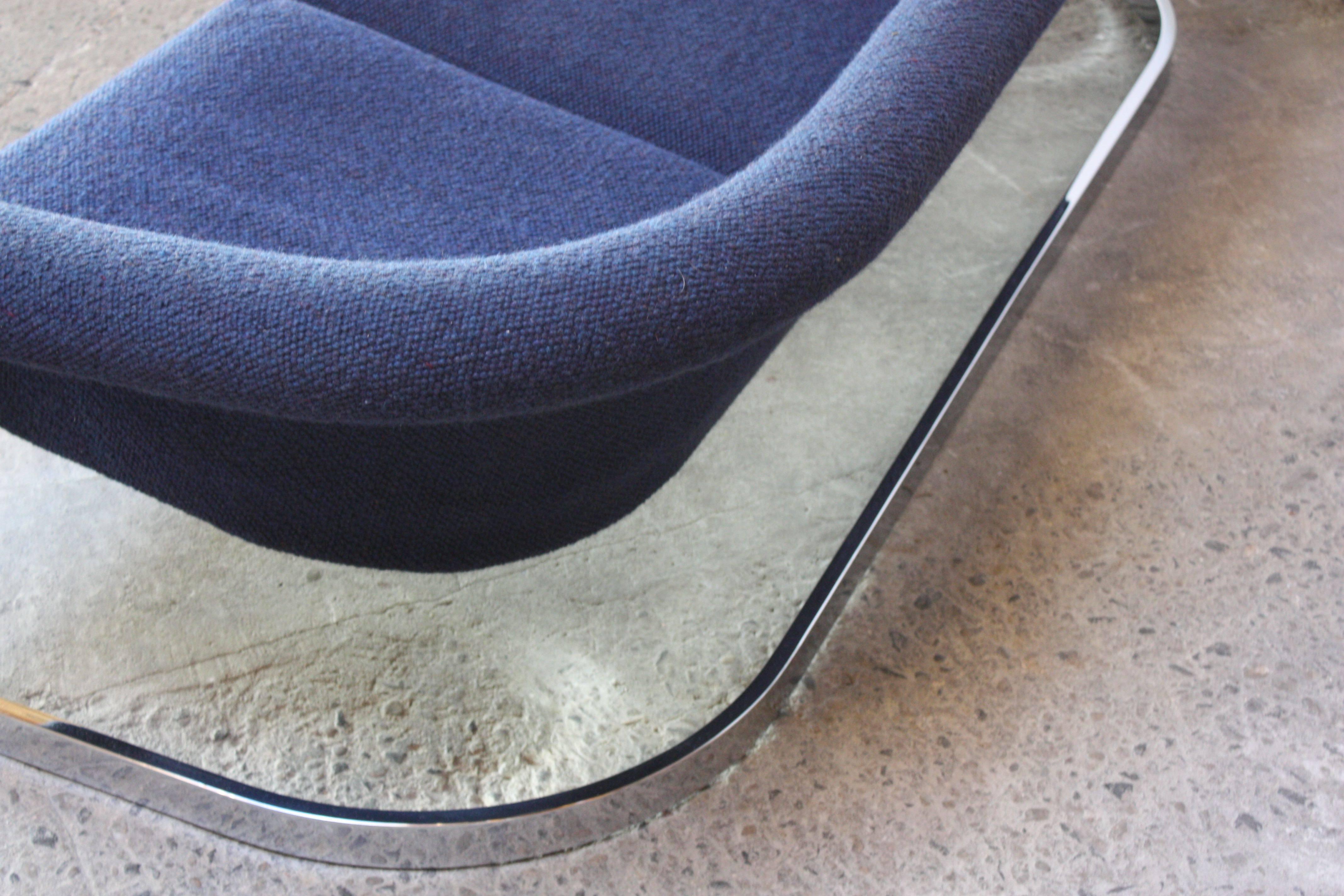 Milo Baughman Style Cantilevered Chrome Sofa 3