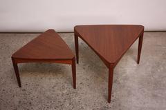 Duo of Teak Triangular Nesting Tables by Dux