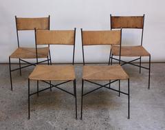 Set of Four Iron and Rush Chairs by Milo Baughman for Murray Furniture