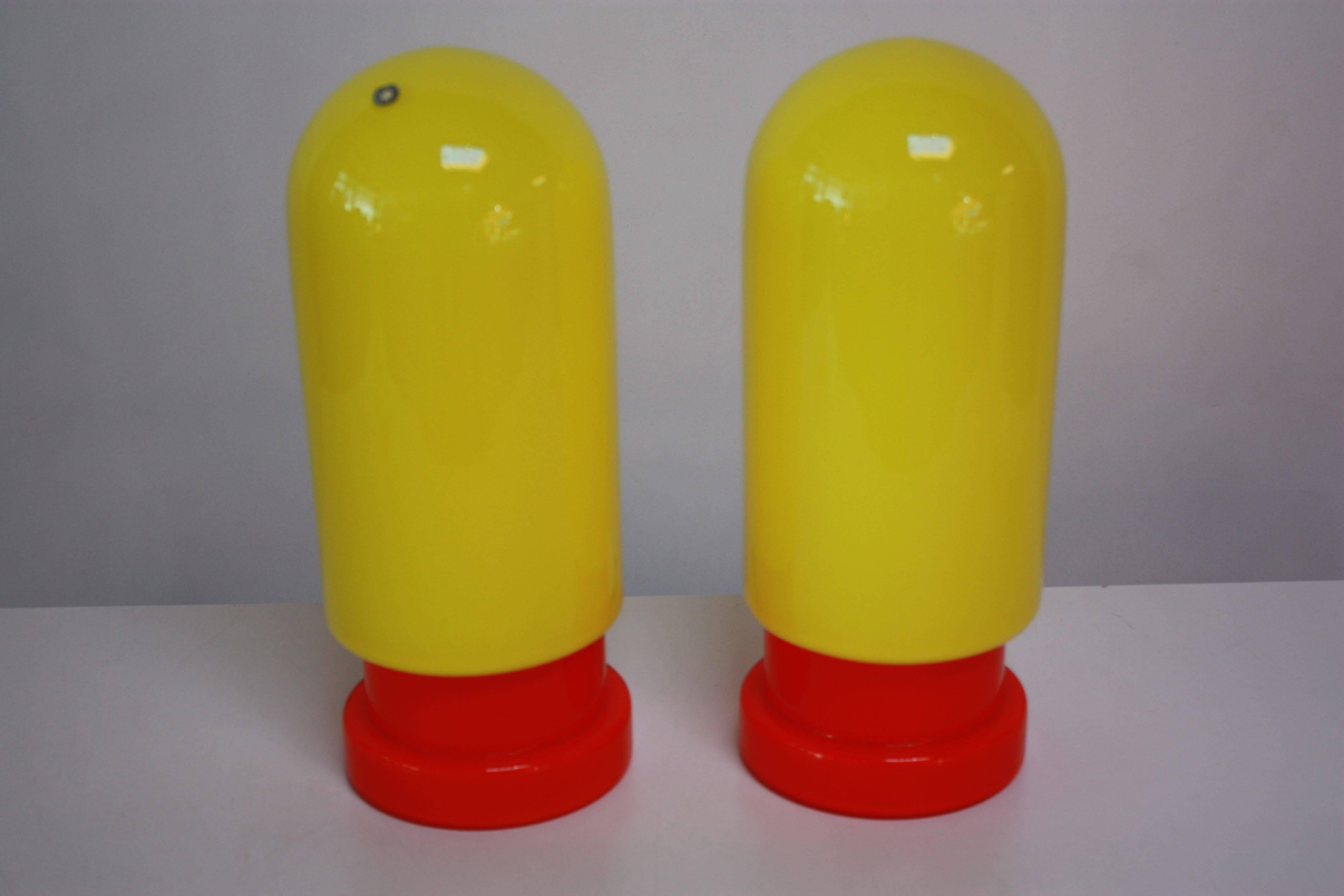 Mid-Century Modern 1960s Swedish Glass Capsule Table Lamps