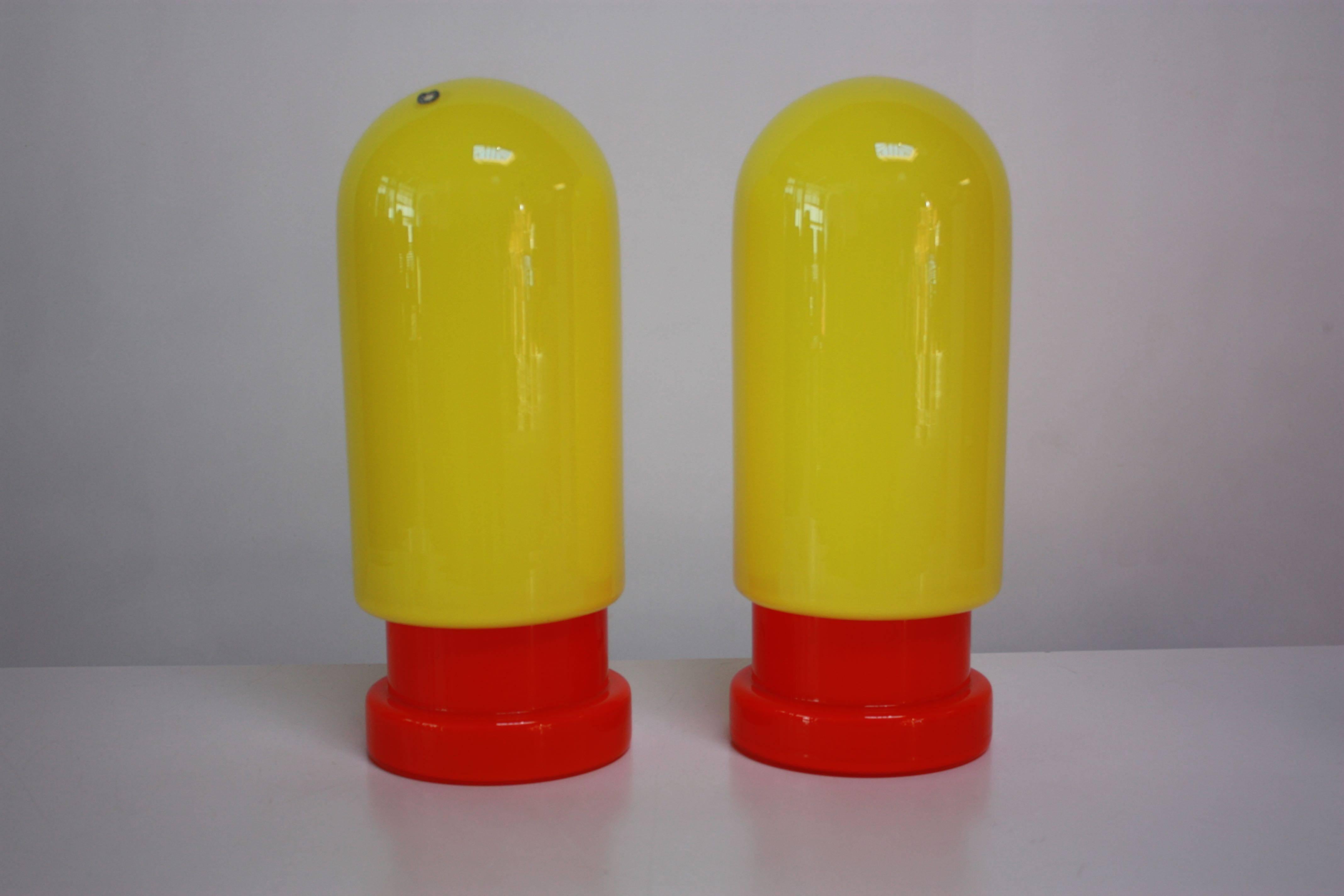 1960s Swedish Glass Capsule Table Lamps In Good Condition In Brooklyn, NY