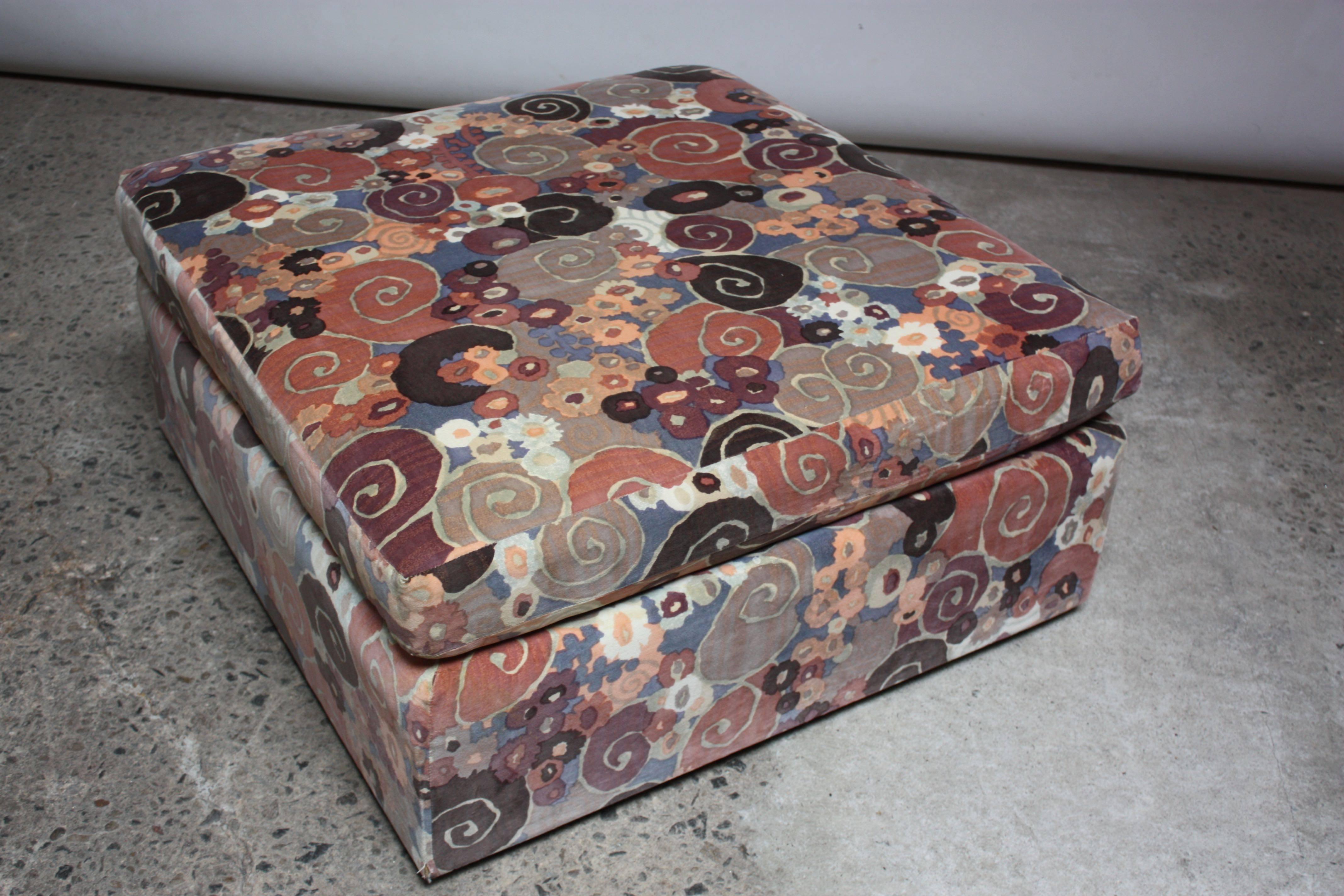 Pair of Ottomans in Jack Lenor Larsen Fabric In Good Condition In Brooklyn, NY