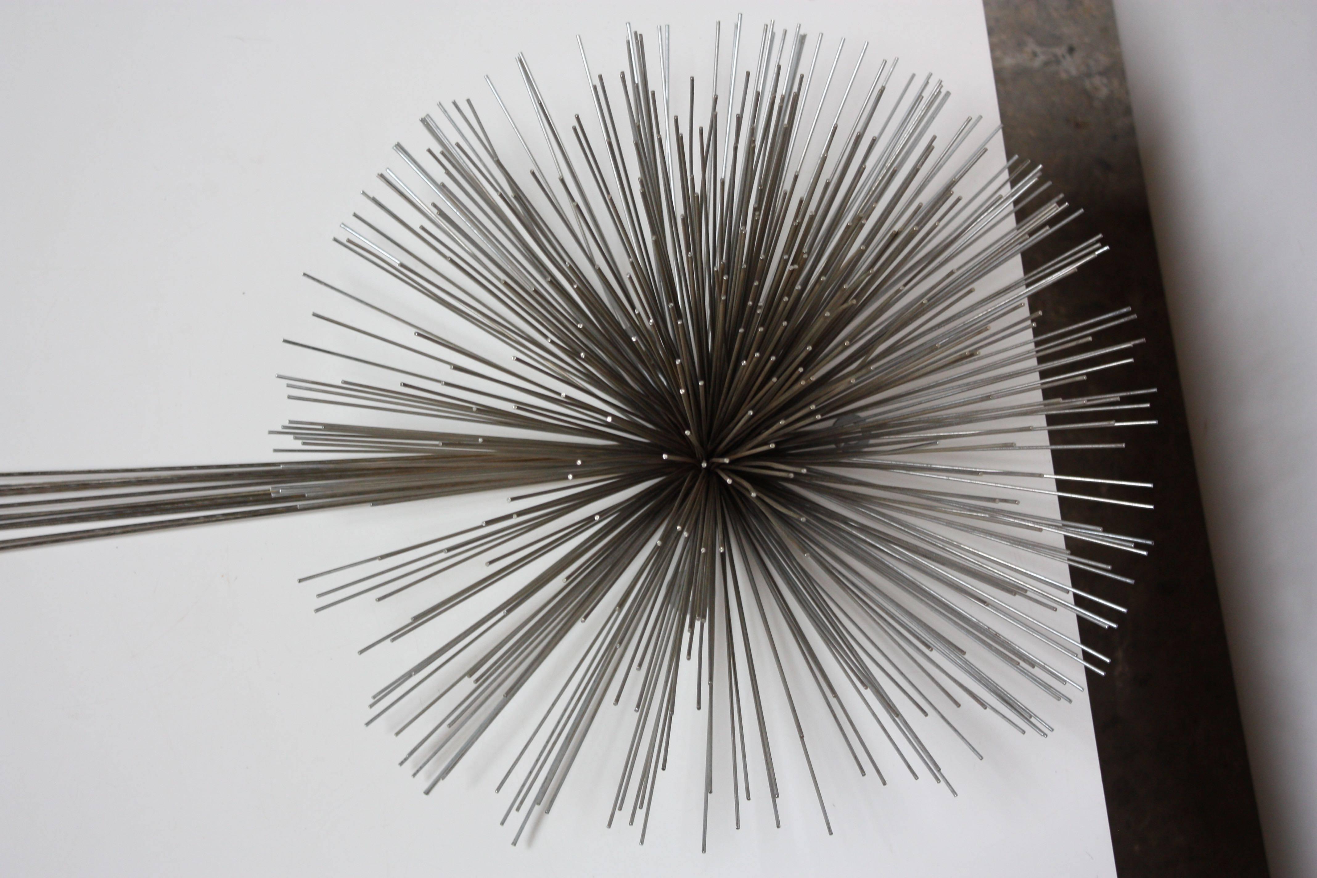 Brutalist Mixed Metal Curtis Jere Elongated 'Urchin' Wall Sculpture For Sale