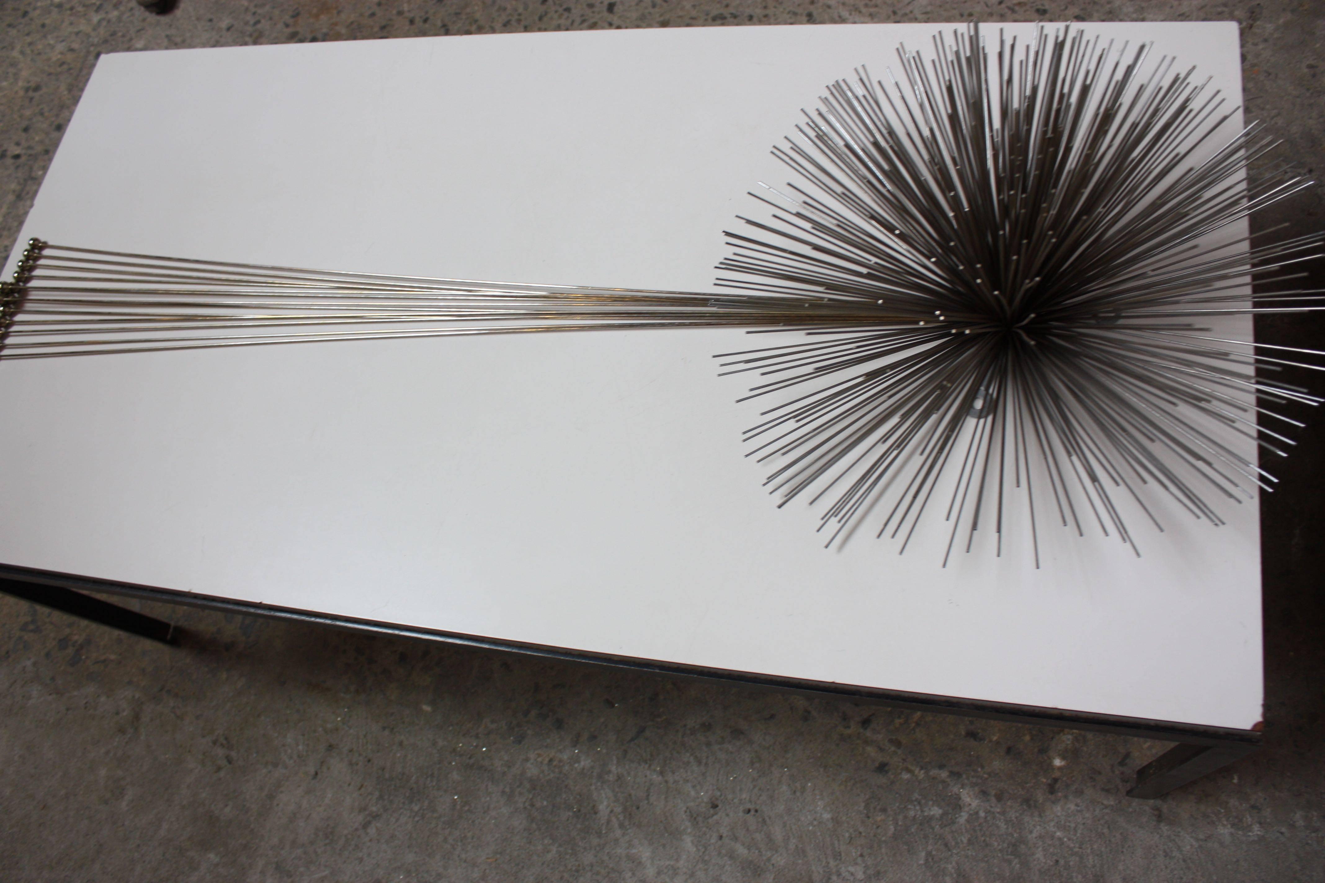 American Mixed Metal Curtis Jere Elongated 'Urchin' Wall Sculpture For Sale