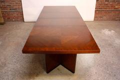 Brutalist Pedestal Parquet Walnut Dining Table by Lane