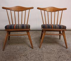 Pair of Conant Ball Spindle-Back Accent Chairs Attributed to Russel Wright