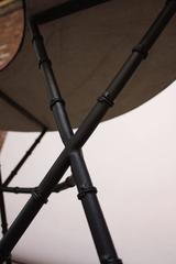 Leather and Faux-Bamboo Demilune Desk / Table after Jacques Adnet