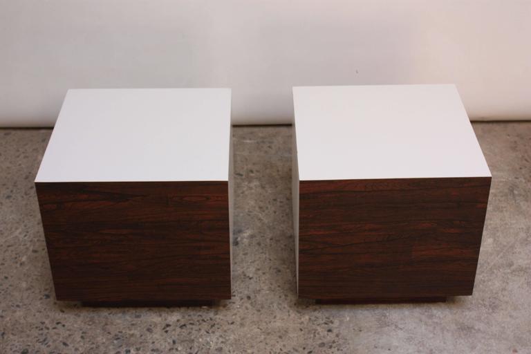 Diminutive Rosewood and Laminate Cube End Tables at 1stDibs