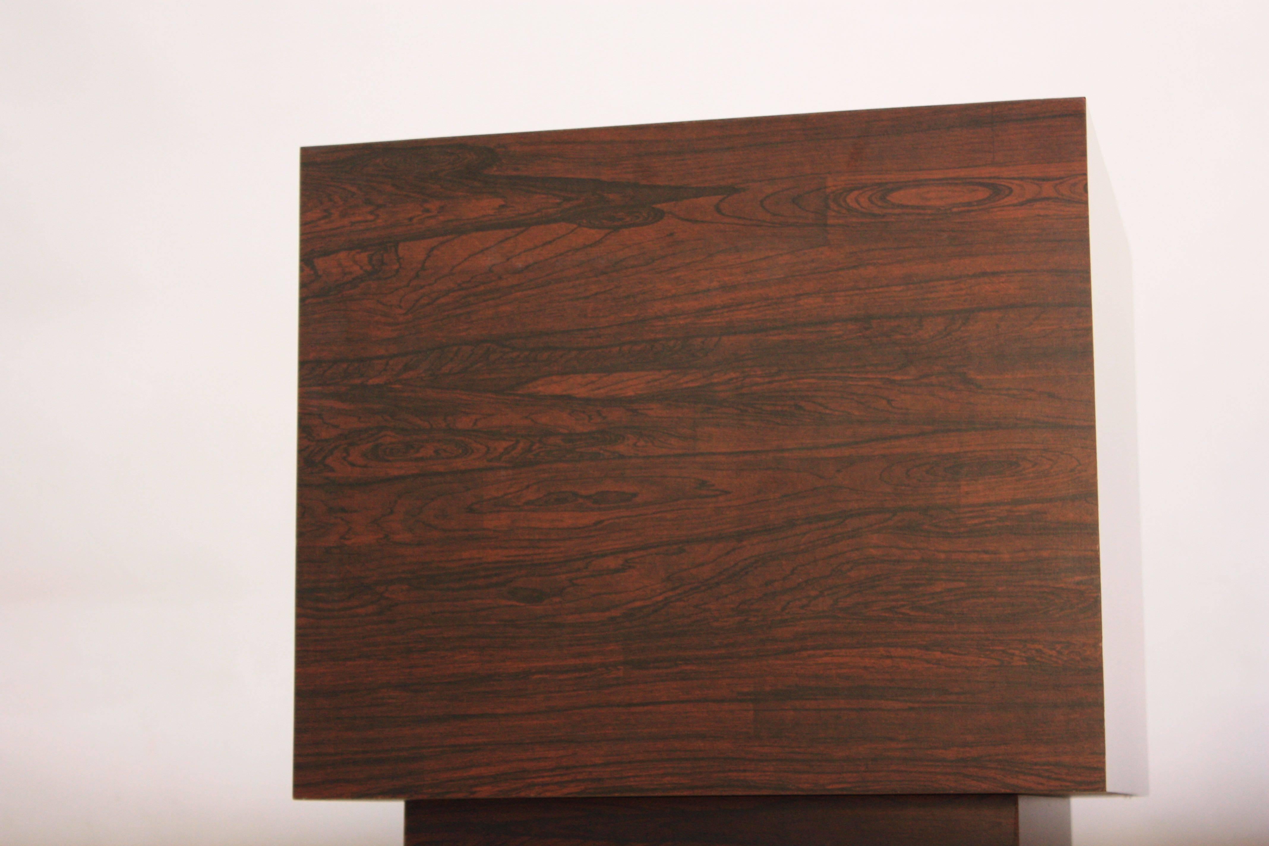 American Diminutive Rosewood and Laminate Cube End Tables