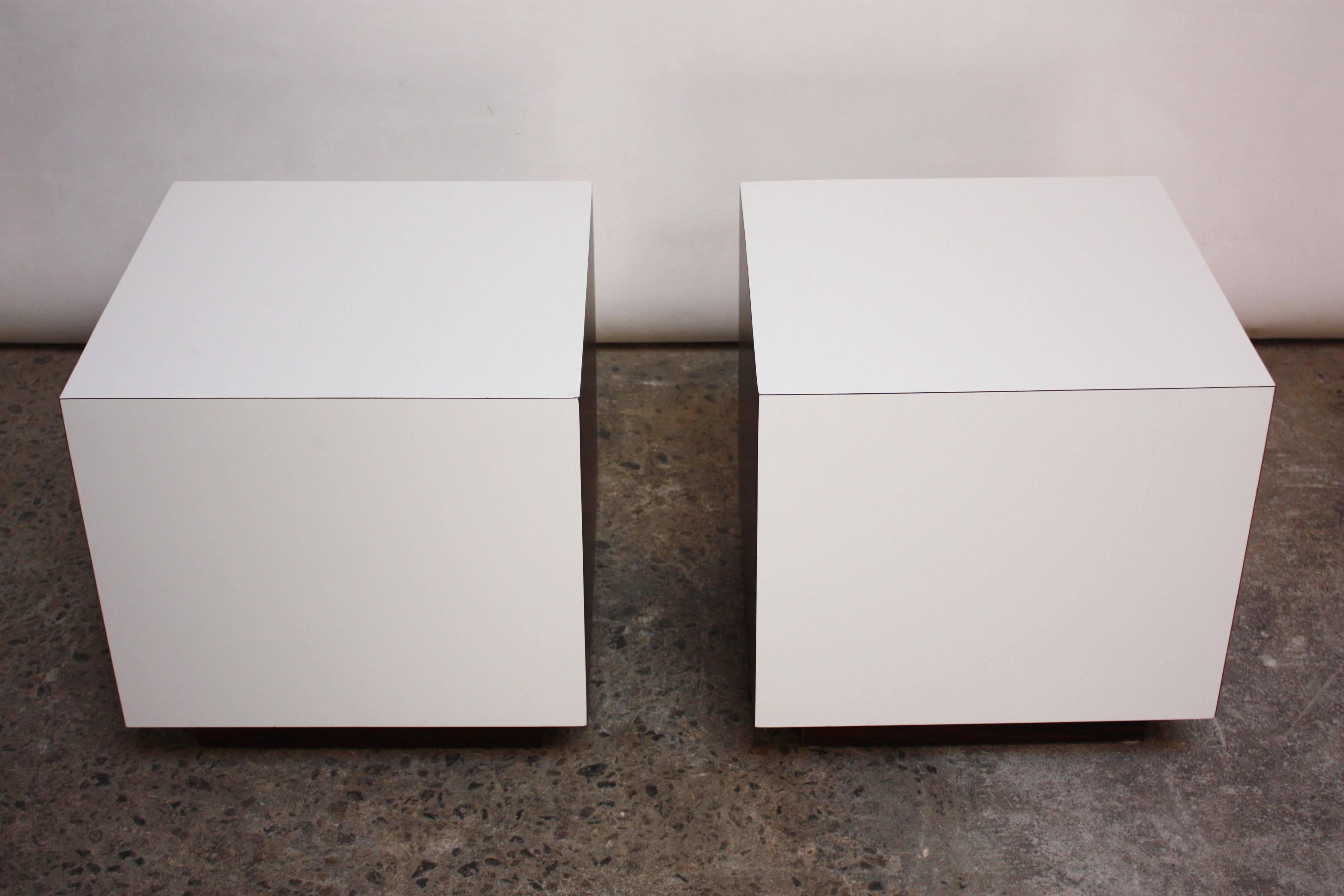 Mid-20th Century Diminutive Rosewood and Laminate Cube End Tables