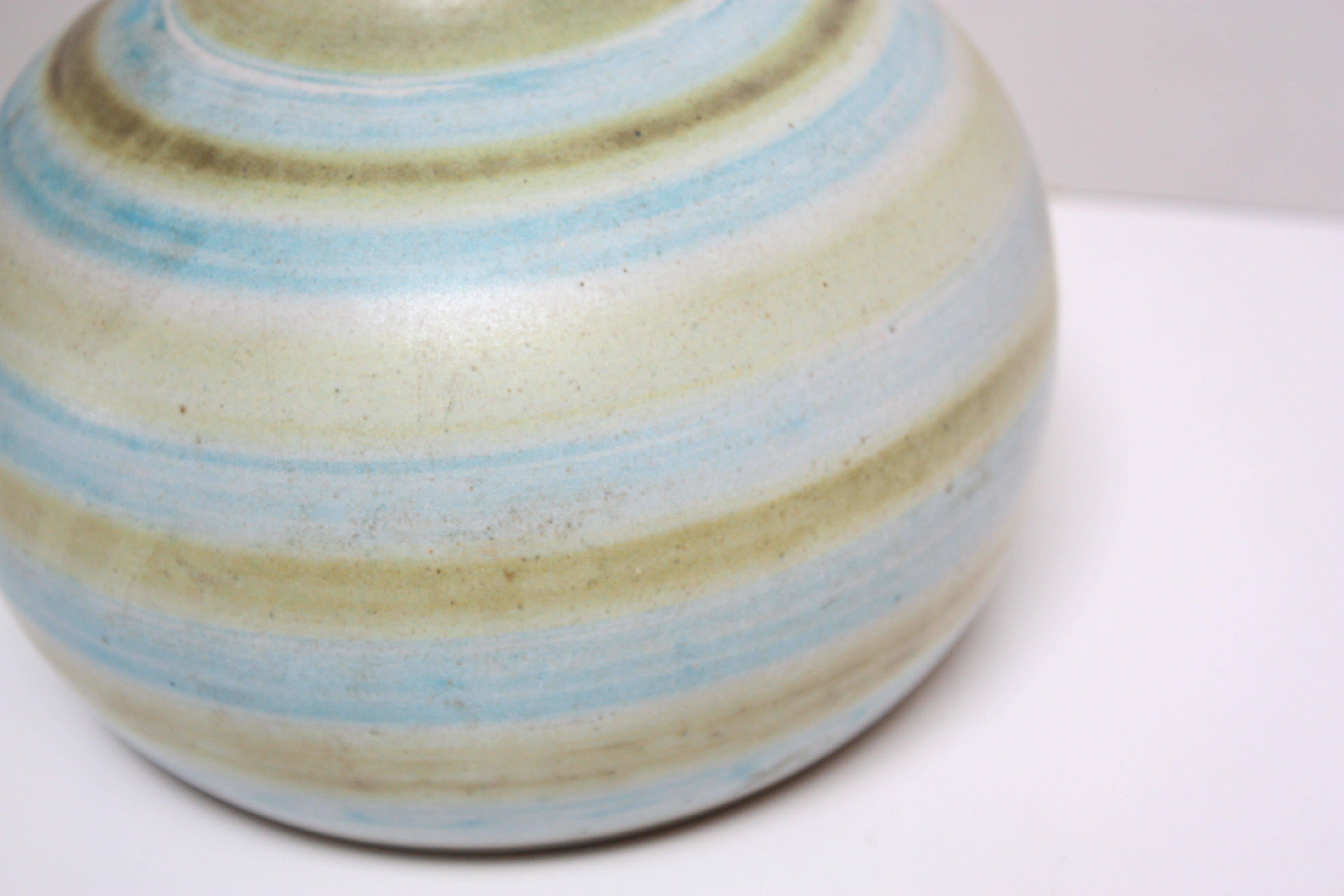 Gordon and Jane Martz Colorful Stoneware Table Lamp In Excellent Condition In Brooklyn, NY