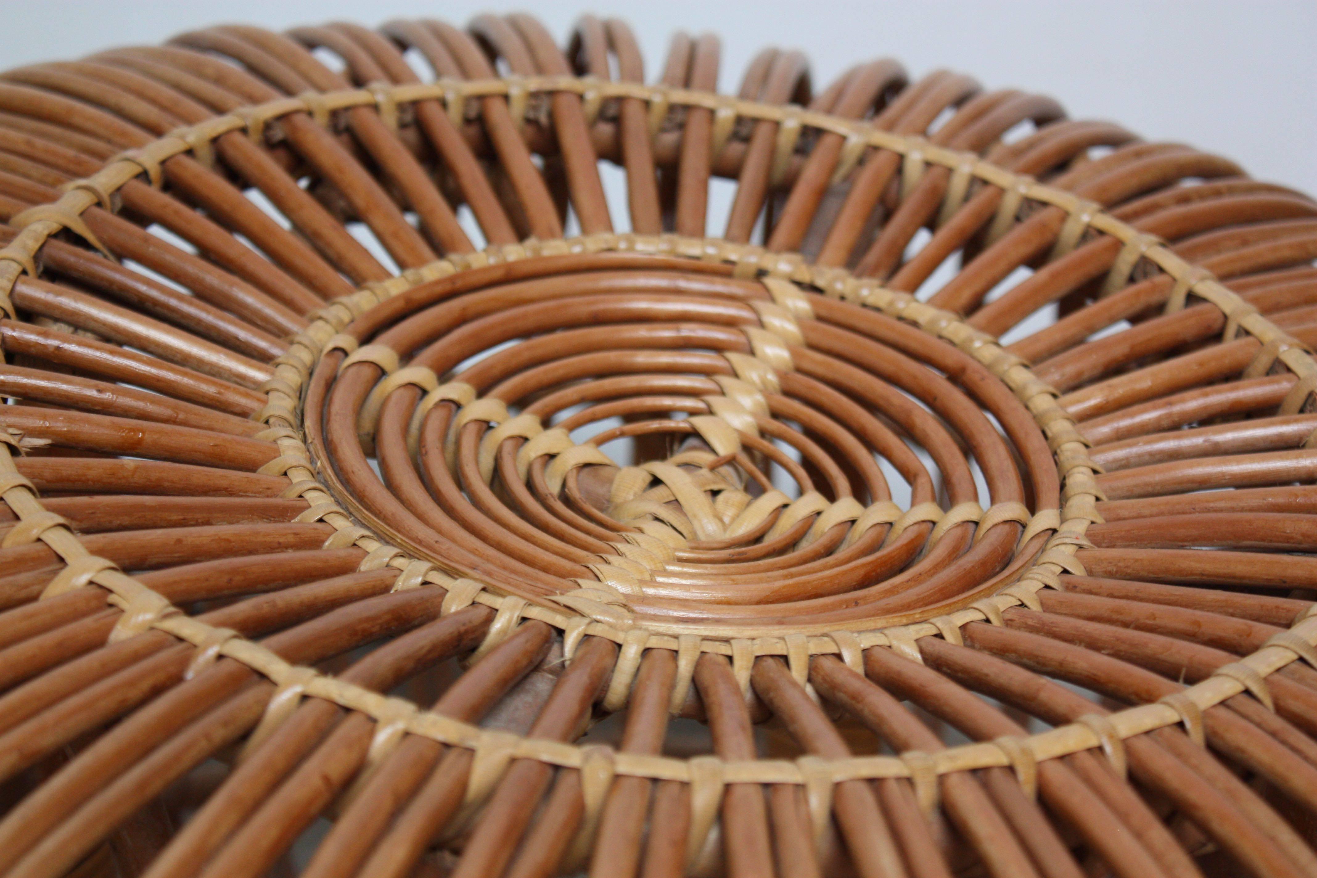 Franco Albini Woven Rattan Pouf In Good Condition In Brooklyn, NY