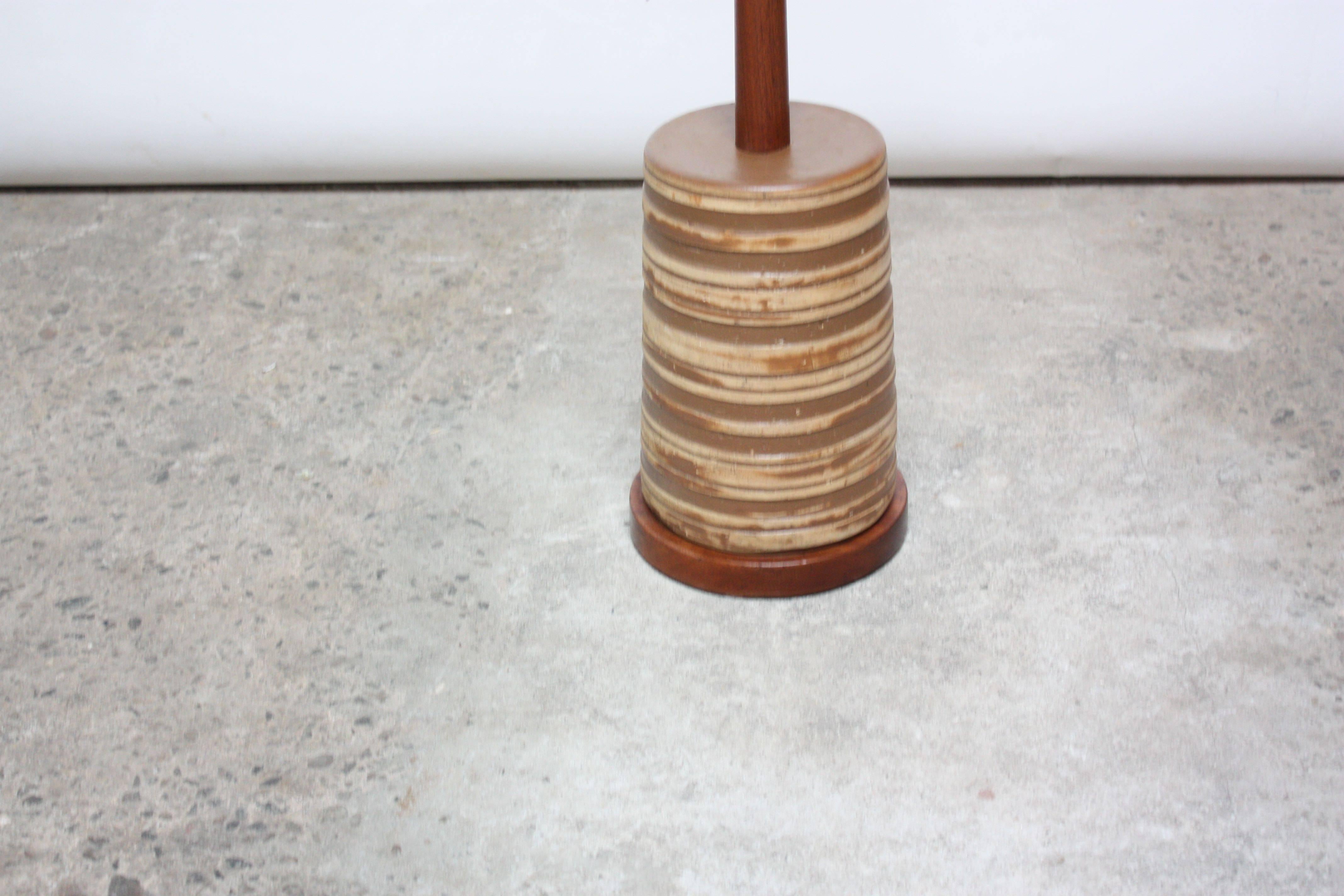 Gordon and Jane Martz Walnut Floor Lamp with Ceramic Base In Good Condition In Brooklyn, NY