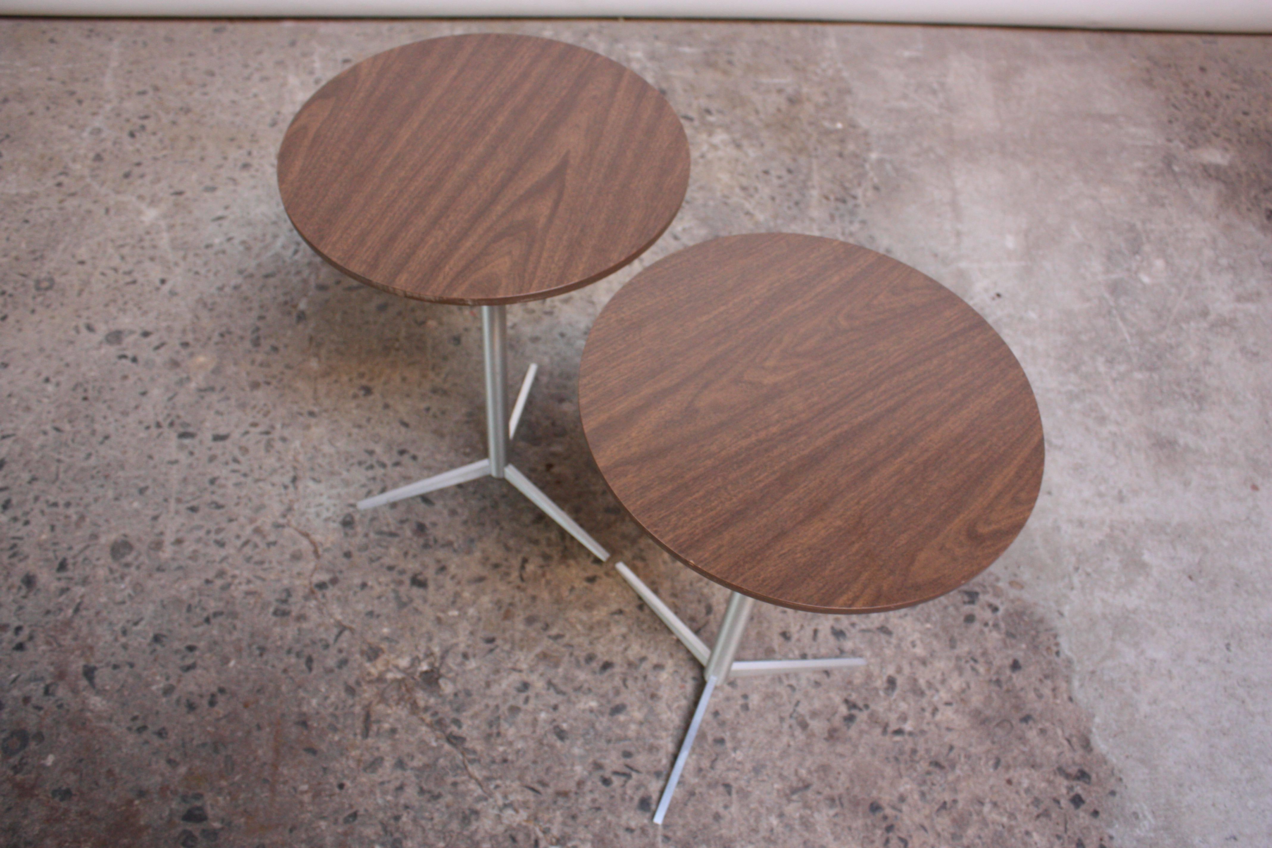 American Pair of Brushed Aluminum Thonet Drink Tables
