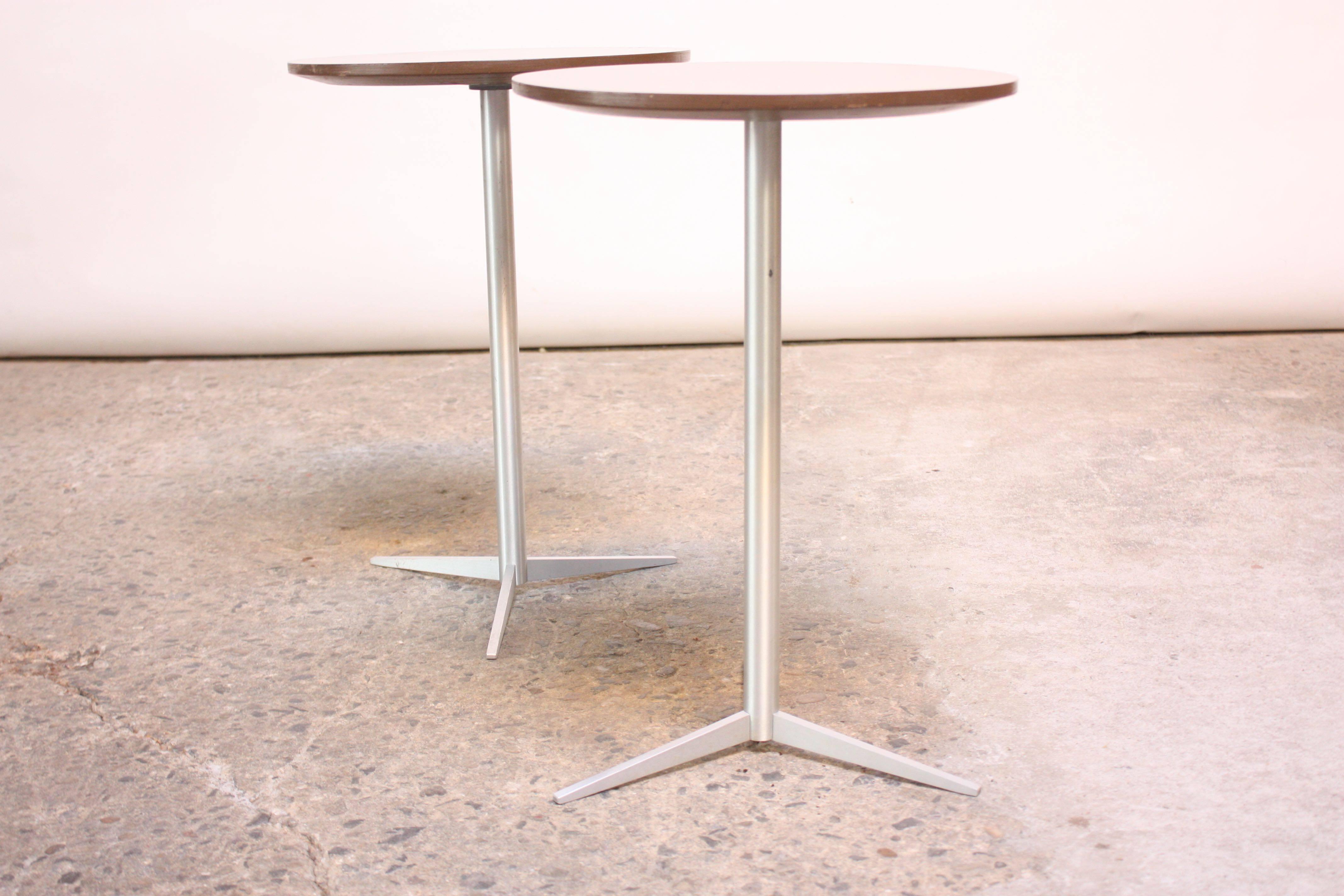 Mid-Century Modern Pair of Brushed Aluminum Thonet Drink Tables