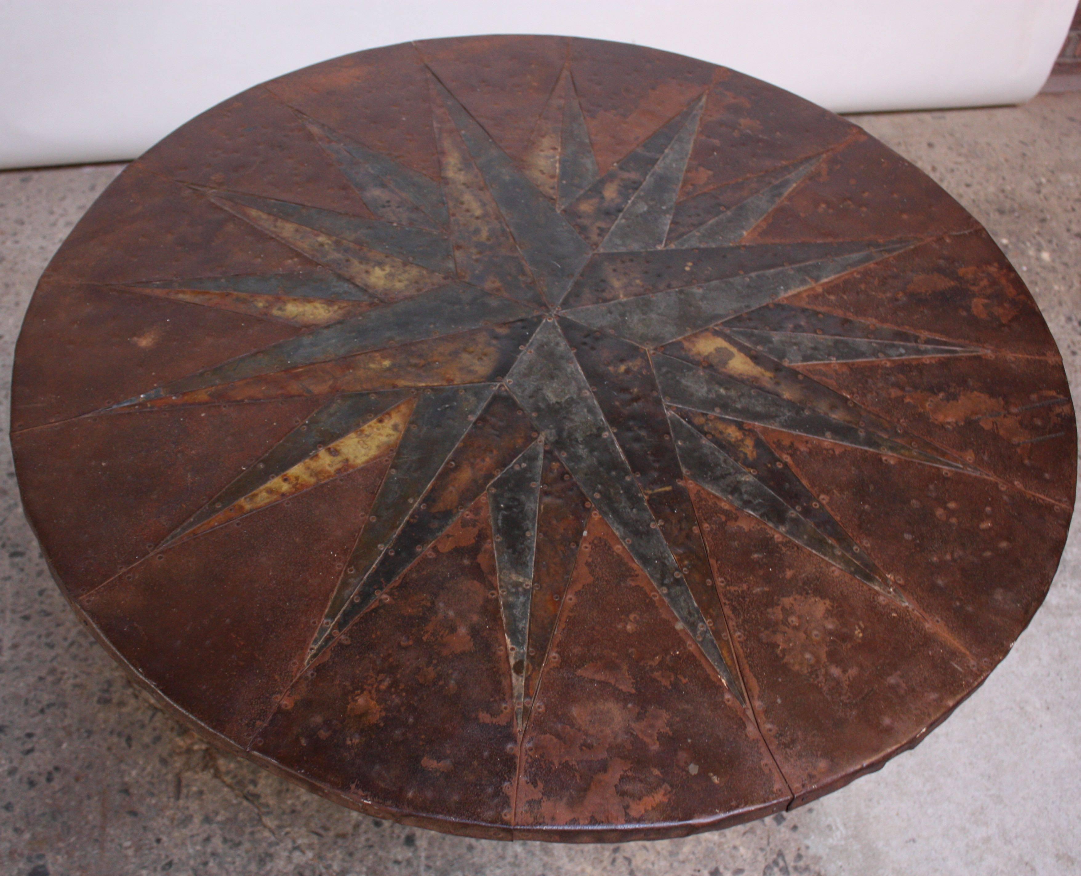 Folk Art Mid-20th Century Mixed-Metal Nautical 'Anchor' Dining Table For Sale
