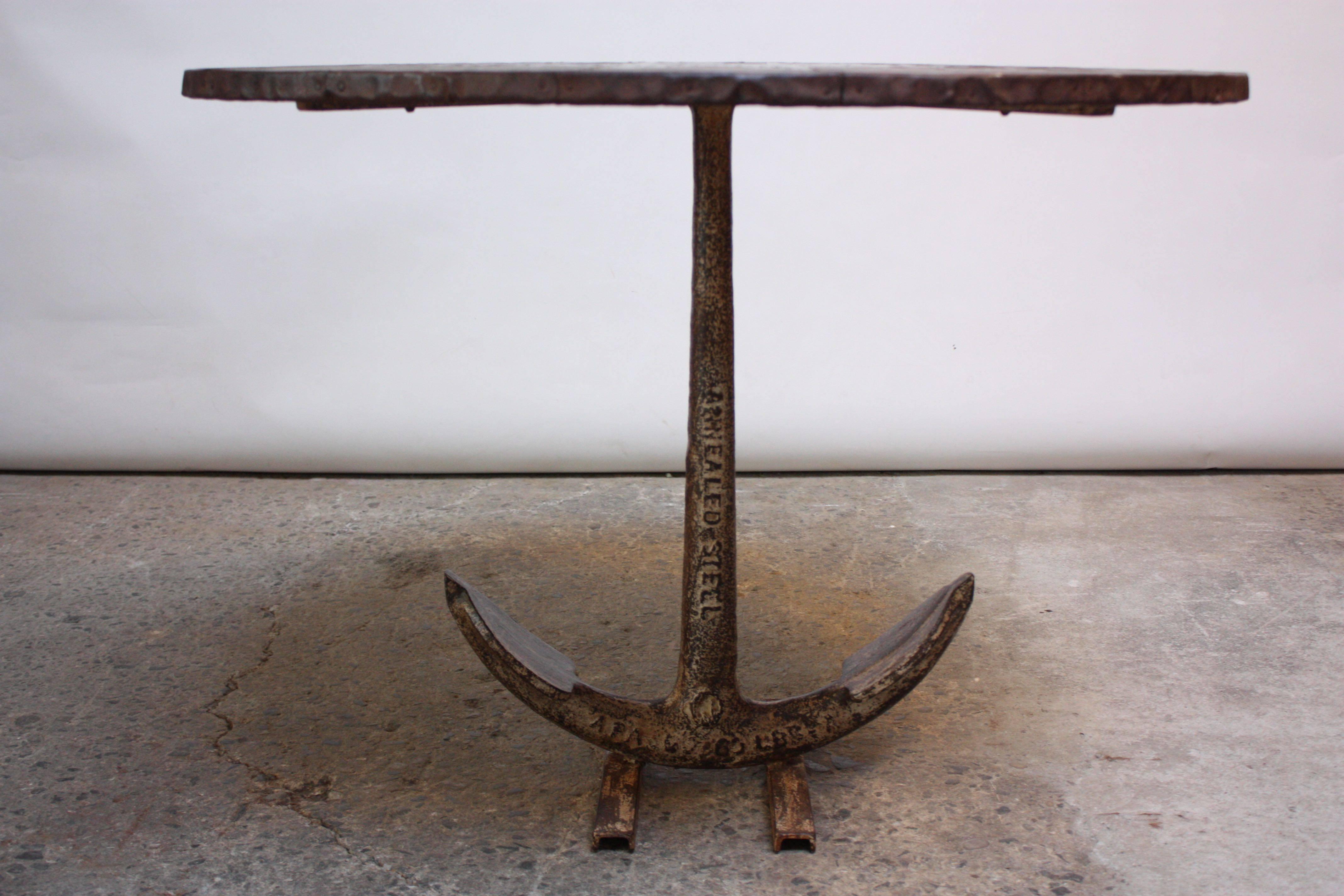 Brass Mid-20th Century Mixed-Metal Nautical 'Anchor' Dining Table For Sale