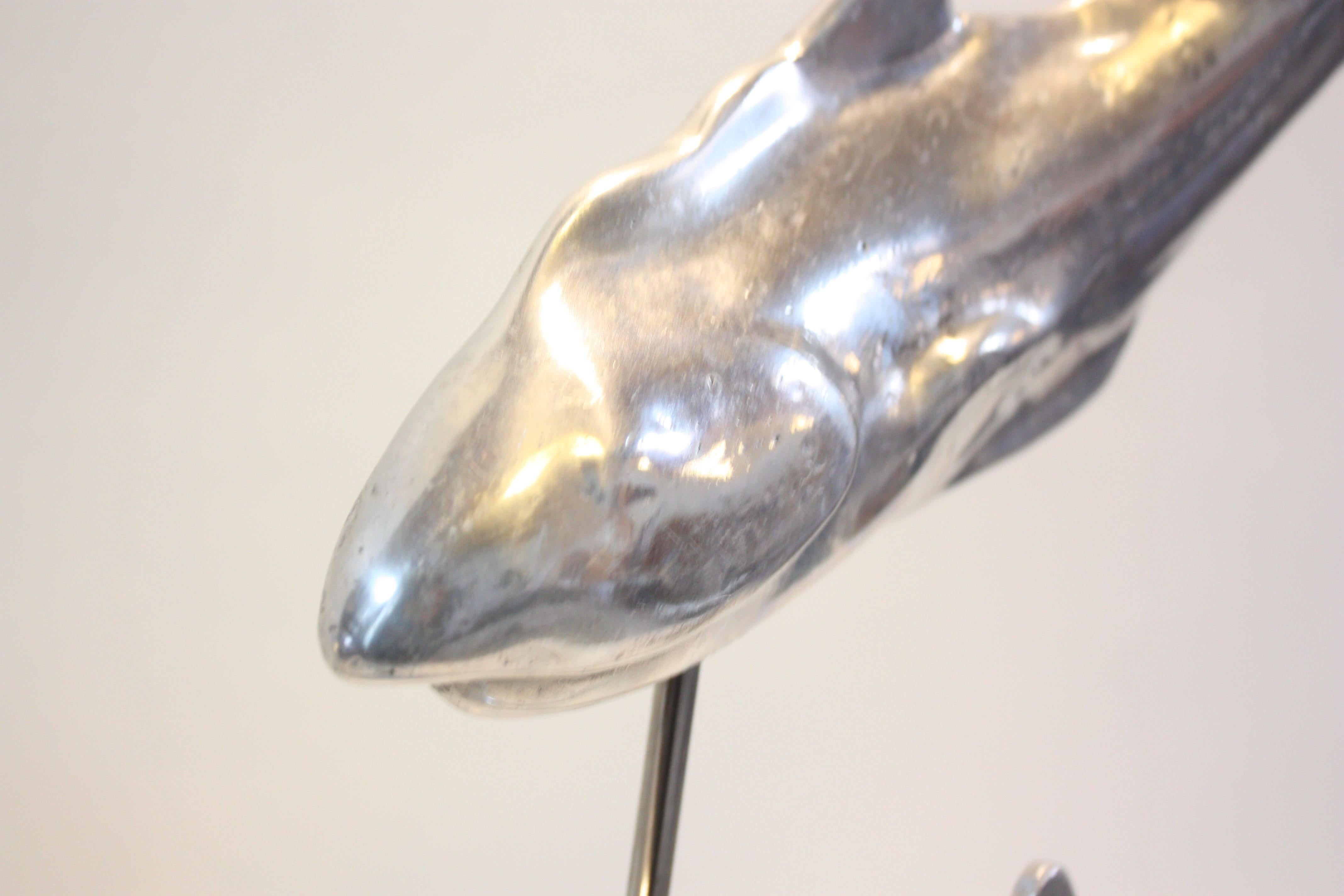 Late 20th Century Aluminium and Lucite Trio of Sharks Sculpture