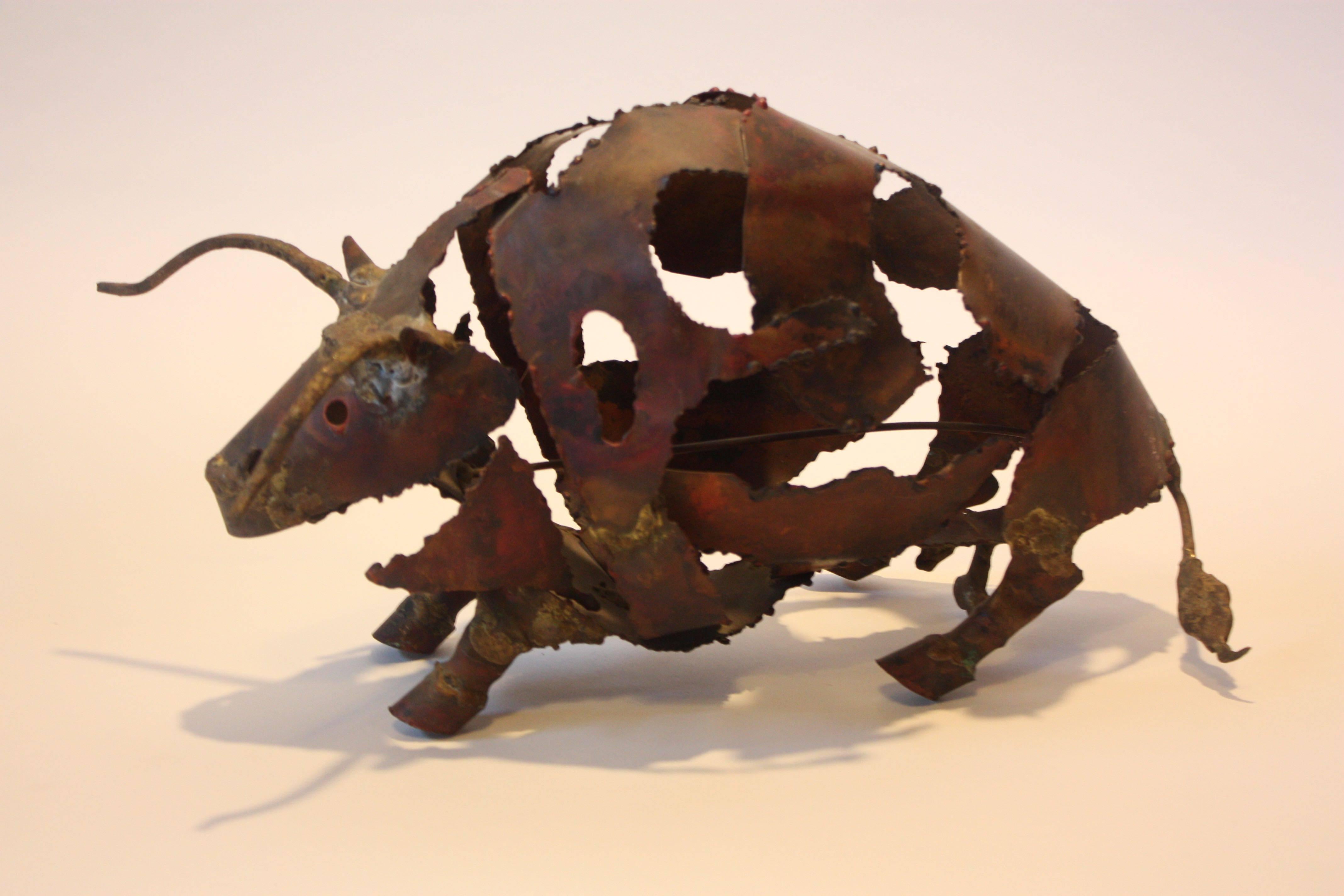 metal bull sculpture